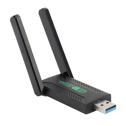 USB-WLAN-Adapter, 1200 Mbit/s WLAN-Dongle-Netzwerkadapter mit 2 Dual-Antennen mit Hoher Verstärkung, 5G/2,4G Dualband USB 3.0 WLAN-Adapter für Desktop-Computer und Laptop von Plyisty