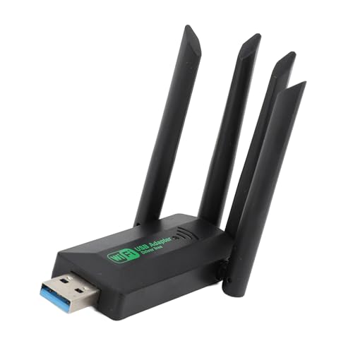 USB-WLAN-Adapter, 1200 Mbit/s WLAN-Dongle-Netzwerkadapter mit 4 Dual-Antennen mit Hoher Verstärkung, 5G/2,4G Dualband USB 3.0 WLAN-Adapter für Desktop-Computer und Laptop von Plyisty