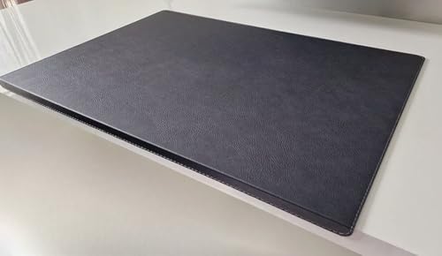 PM Gewinkelte Schreibtischunterlage mit Kantenschutz Just Leder in 3 Grössen und in 7 Farben (Schwarz Naht Grau, 70cm x 48cm) von Pm PROFI-MATS