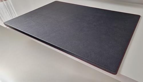 PM Gewinkelte Schreibtischunterlage mit Kantenschutz Just Leder in 3 Grössen und in 7 Farben (Schwarz Naht Rot, 90cm x 48cm) von Pm PROFI-MATS