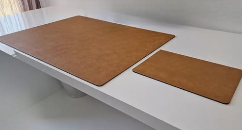 PM Schreibtischunterlage Just Leder mit Mauspad in 3 Grössen und in 7 Farben (Beige, 90cm x 50cm) von Pm PROFI-MATS