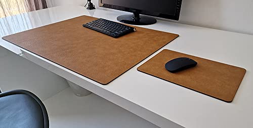 PM Schreibtischunterlage Just Leder mit Mauspad in 3 Grössen und in 7 Farben (Cognac Braun, 60cm x 40cm) von Pm PROFI-MATS