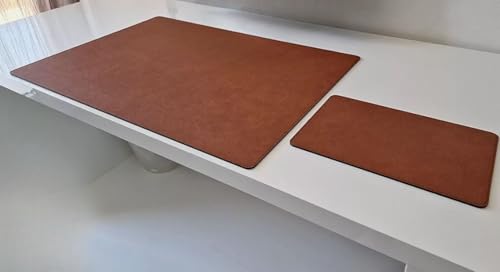 PM Schreibtischunterlage Just Leder mit Mauspad in 3 Grössen und in 7 Farben (Cognac Braun, 60cm x 40cm) von Pm PROFI-MATS