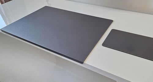 PM Schreibtischunterlage mit Kantenschutz und Mauspad Sanftlux Leder in 12 Farben 3 Gr. (Grau, 90cm x 48cm) von Pm PROFI-MATS
