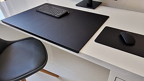 PM Schreibtischunterlage mit Kantenschutz und Mauspad Sanftlux Leder in 12 Farben 3 Gr. (Schwarz, 70cm x 48cm) von Pm PROFI-MATS