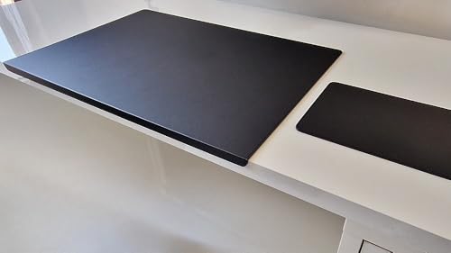 PM Schreibtischunterlage mit Kantenschutz und Mauspad Sanftlux Leder in 12 Farben 3 Gr. (Schwarz, 70cm x 48cm) von Pm PROFI-MATS