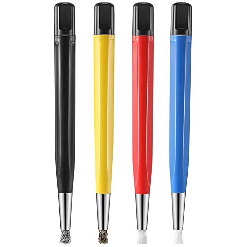 Pmandgk 4 Teile/satz Rost Entfernen Pinsel Stift Glasfaser/Messing/Stahl/Nylon Pinsel Stift Form Uhr Teile Polieren Reinigung, siehe abbildung von Pmandgk