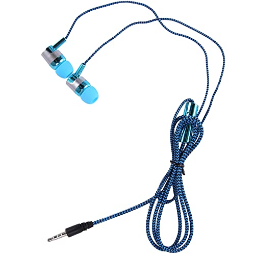 Pmandgk H-169 3,5 mm MP3 MP4 Verkabelung Subwoofer geflochtenes Kabel, Kopfhörer mit Weizendraht-Steuerung (blau) von Pmandgk