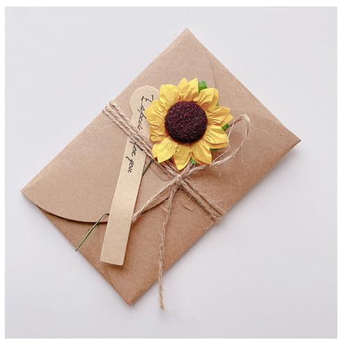 Pmnzdy 20 Set Grußkarte mit Getrocknete Blumen Dekoration Retro Kraftpapier Blanko Umschläge-Grußkarte Mini Briefumschläge mit Karten Hochzeitskarten Sonnenblume L=110 * 175MM Pmnzdy 20 Set Grußkarte mit Getrocknete Blumen Dekoration Retro Kraftpapier Blanko Umschläge-Grußkarte Mini Briefumschläge mit Karten Hochzeitskarten Sonnenblume L=110 * 175MM von Pmnzdy