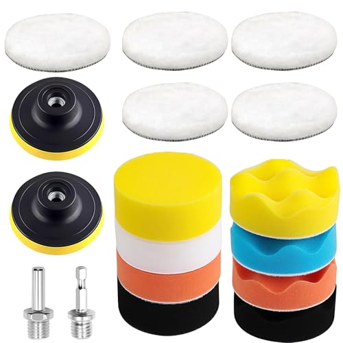 150mm Polierschwämme Pads, 17 Stück Polierset mit Winkelschleifer Adapter Professionelles Polierkit für Auto, Möbel & Steinoberflächen, Polieraufsatz Akkuschrauber für Polieren Schleifen Wachsen 150mm Polierschwämme Pads, 17 Stück Polierset mit Winkelschleifer Adapter Professionelles Polierkit für Auto, Möbel & Steinoberflächen, Polieraufsatz Akkuschrauber für Polieren Schleifen Wachsen von Pmueuff