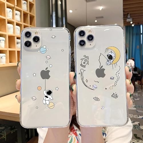 Pnakqil 2 Stück Hülle für iPhone 11 6.1", Durchsichtig HandyHülle mit Astronaut Aesthetic Motiv Mode Chic Muster, Transparent Silikon TPU Stoßfeste Bumper Schutzhülle für Mädchen, 13 von Pnakqil