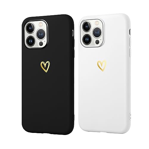 Pnakqil 2 Stück für Samsung Galaxy S10e Hülle 5,8", Ultra Dünn Silikon Bumper Handyhülle mit süß Herz Muster Motiv Schutzhülle Stoßfest Weich TPU Cover für Samsung S10e, Schwarz Weiß von Pnakqil