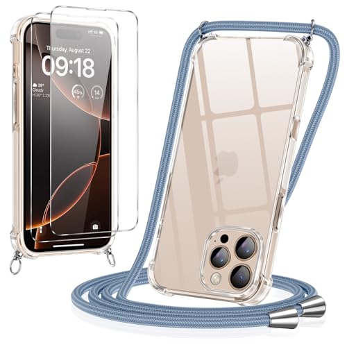 Pnakqil Handykette Hülle für iPhone 16 Pro Hülle mit Band + 2 Stück Glas Schutzfolie Transparent Silikon Handyhülle mit Kette Schutzhülle für iPhone 16 Pro Milchgrau Pnakqil Handykette Hülle für iPhone 16 Pro Hülle mit Band + 2 Stück Glas Schutzfolie Transparent Silikon Handyhülle mit Kette Schutzhülle für iPhone 16 Pro Milchgrau von Pnakqil