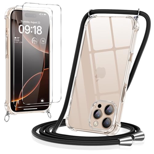 Pnakqil Handykette Hülle für iPhone 16 Pro Max Hülle mit Band + 2 Stück Glas Schutzfolie Transparent Silikon Handyhülle mit Kette Schutzhülle für iPhone 16 Pro Max Schwarz Pnakqil Handykette Hülle für iPhone 16 Pro Max Hülle mit Band + 2 Stück Glas Schutzfolie Transparent Silikon Handyhülle mit Kette Schutzhülle für iPhone 16 Pro Max Schwarz von Pnakqil