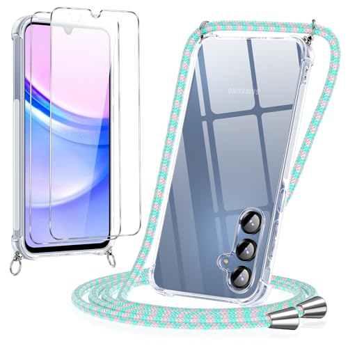Pnakqil Handykette Hülle für Samsung Galaxy A15 4G/5G Hülle mit Band + 2 Stück Glas Schutzfolie Transparent Silikon Handyhülle mit Kette Schutzhülle für Samsung Galaxy A15 4G/5G Grün Rosa Pnakqil Handykette Hülle für Samsung Galaxy A15 4G/5G Hülle mit Band + 2 Stück Glas Schutzfolie Transparent Silikon Handyhülle mit Kette Schutzhülle für Samsung Galaxy A15 4G/5G Grün Rosa von Pnakqil