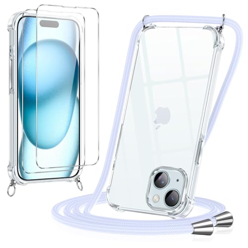 Pnakqil Handykette Hülle für iPhone 15 Hülle mit Band + 2 Stück Glas Schutzfolie Transparent Silikon Handyhülle mit Kette Schutzhülle für iPhone 15 Violett Pnakqil Handykette Hülle für iPhone 15 Hülle mit Band + 2 Stück Glas Schutzfolie Transparent Silikon Handyhülle mit Kette Schutzhülle für iPhone 15 Violett von Pnakqil