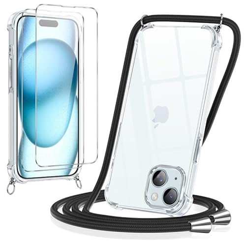 Pnakqil Handykette Hülle für iPhone 15 Pro Max Hülle mit Band + 2 Stück Glas Schutzfolie Transparent Silikon Handyhülle mit Kette Schutzhülle für iPhone 15 Pro Max Schwarz Pnakqil Handykette Hülle für iPhone 15 Pro Max Hülle mit Band + 2 Stück Glas Schutzfolie Transparent Silikon Handyhülle mit Kette Schutzhülle für iPhone 15 Pro Max Schwarz von Pnakqil