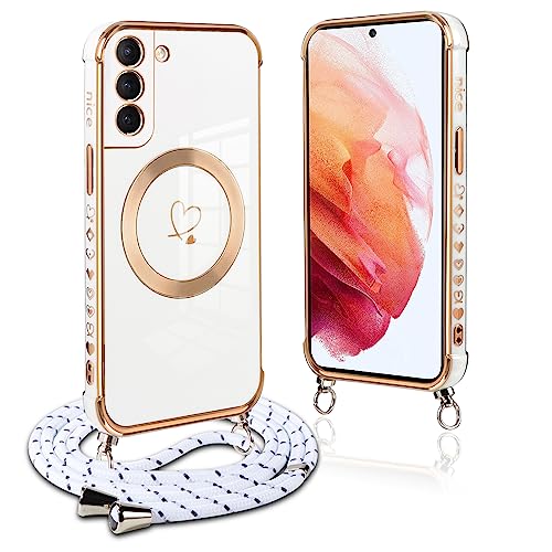 Pnakqil Handykette für Samsung Galaxy S21 5G Hülle mit Band, Kompatibel mit MagSafe, Handyhülle Ultra Dünn Silikon Magnetisch mit Herz Love Muster Schutzhülle mit Kordel für Samsung S21 5G 6.2", Weiß Pnakqil Handykette für Samsung Galaxy S21 5G Hülle mit Band, Kompatibel mit MagSafe, Handyhülle Ultra Dünn Silikon Magnetisch mit Herz Love Muster Schutzhülle mit Kordel für Samsung S21 5G 6.2", Weiß von Pnakqil