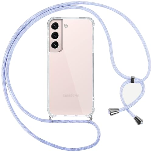 Pnakqil Handykette für Samsung Galaxy S22 5G Hülle mit Band, Transparent Weich Silikon mit Kordel Necklace Schnur Anti-Fall Bumper Schutzhülle Case Kompatibel mit Samsung S22 5G 6.1", Violett von Pnakqil