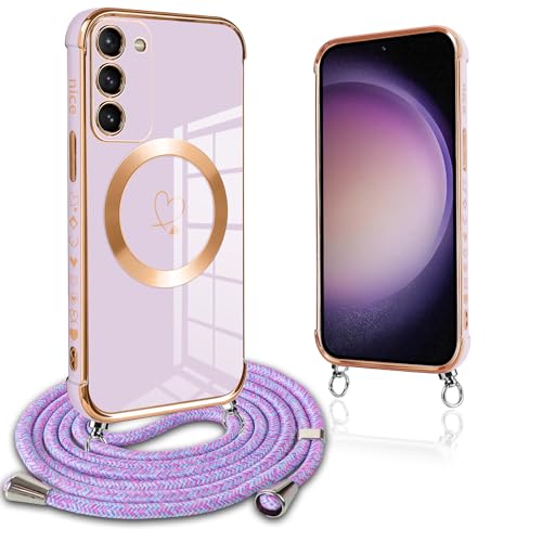 Pnakqil Handykette für Samsung Galaxy S23 Hülle mit Band, Kompatibel mit MagSafe, Handyhülle Ultra Dünn Silikon Magnetisch mit Herz Love Muster Schutzhülle mit um Umhängen Kordel, Lila Pnakqil Handykette für Samsung Galaxy S23 Hülle mit Band, Kompatibel mit MagSafe, Handyhülle Ultra Dünn Silikon Magnetisch mit Herz Love Muster Schutzhülle mit um Umhängen Kordel, Lila von Pnakqil