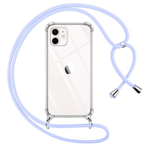 Pnakqil Handykette für iPhone 12/iPhone 12 Pro Hülle mit Band, Transparent Weich Silikon mit Kordel Necklace Schnur Anti-Fall Bumper Schutzhülle Case Kompatibel mit iPhone 12 6.1", Violett Pnakqil Handykette für iPhone 12/iPhone 12 Pro Hülle mit Band, Transparent Weich Silikon mit Kordel Necklace Schnur Anti-Fall Bumper Schutzhülle Case Kompatibel mit iPhone 12 6.1", Violett von Pnakqil