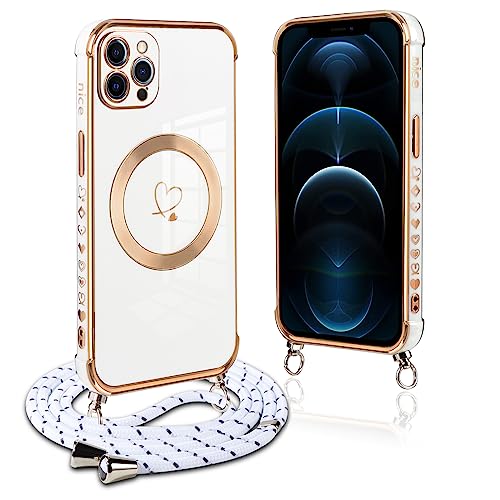 Pnakqil Handykette für iPhone 12 Pro Hülle mit Band, Kompatibel mit MagSafe, Handyhülle Ultra Dünn Silikon Magnetisch mit Herz Love Muster Schutzhülle mit Kordel für iPhone 12 pro 6.1 Zoll, Weiß Pnakqil Handykette für iPhone 12 Pro Hülle mit Band, Kompatibel mit MagSafe, Handyhülle Ultra Dünn Silikon Magnetisch mit Herz Love Muster Schutzhülle mit Kordel für iPhone 12 pro 6.1 Zoll, Weiß von Pnakqil