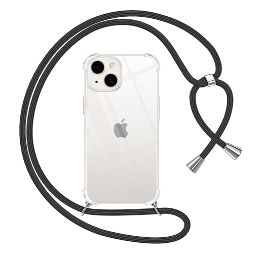 Pnakqil Handykette für iPhone 13/iPhone 14 Hülle mit Band, Transparent Weich Silikon Case mit Kordel Necklace, Durchsichtig Anti-Fall Schutzhülle für iPhone 13 mit Lanyard, Schwarz Pnakqil Handykette für iPhone 13/iPhone 14 Hülle mit Band, Transparent Weich Silikon Case mit Kordel Necklace, Durchsichtig Anti-Fall Schutzhülle für iPhone 13 mit Lanyard, Schwarz von Pnakqil