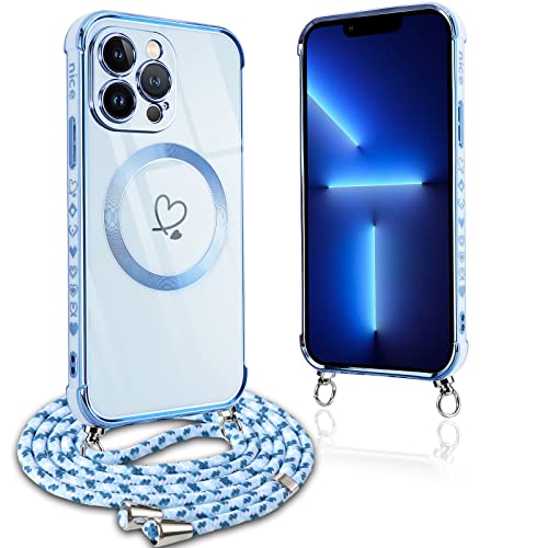 Pnakqil Handykette für iPhone 13 Pro Hülle mit Band, Kompatibel mit MagSafe, Handyhülle Ultra Dünn Silikon Magnetisch mit Herz Love Muster Schutzhülle mit Kordel für iPhone 13Pro 6.1 Zoll, Blau Pnakqil Handykette für iPhone 13 Pro Hülle mit Band, Kompatibel mit MagSafe, Handyhülle Ultra Dünn Silikon Magnetisch mit Herz Love Muster Schutzhülle mit Kordel für iPhone 13Pro 6.1 Zoll, Blau von Pnakqil