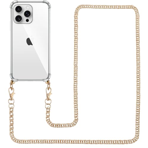 Pnakqil Handykette für iPhone 15 Pro Hülle mit Band, Durchsichtig Silikon Handyhülle mit Kette, Transparent Anti-Fall Schutzhülle mit Kordel für iPhone 15Pro, Metallkette - Gold Pnakqil Handykette für iPhone 15 Pro Hülle mit Band, Durchsichtig Silikon Handyhülle mit Kette, Transparent Anti-Fall Schutzhülle mit Kordel für iPhone 15Pro, Metallkette - Gold von Pnakqil