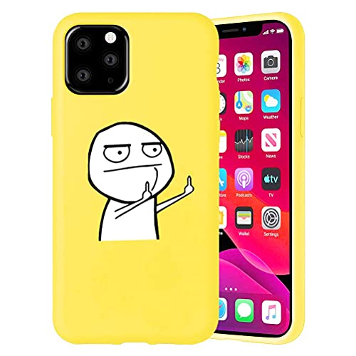 Pnakqil Hülle Kompatibel mit Samsung Galaxy A22 5G, Gelb Weiche Silikon TPU Ultradünne Case mit Muster Motiv Stylische Handyhülle Stoßfest Schutzhülle Cover 6,6'', Mittelfinger von Pnakqil