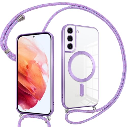Pnakqil Magnetisch Hülle für Samsung Galaxy S21 5G mit Band, Kompatibel mit MagSafe, Handyhülle Durchsichtig Dünn Silikon mit Handykette Kordel, Stoßfest Schutzhülle für Samsung S21 5G, Dunkellila Pnakqil Magnetisch Hülle für Samsung Galaxy S21 5G mit Band, Kompatibel mit MagSafe, Handyhülle Durchsichtig Dünn Silikon mit Handykette Kordel, Stoßfest Schutzhülle für Samsung S21 5G, Dunkellila von Pnakqil