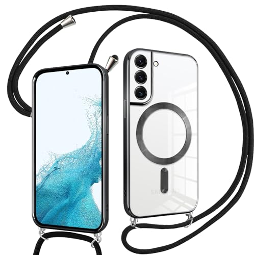 Pnakqil Magnetisch Hülle für Samsung Galaxy S22 Plus 5G mit Band, Kompatibel mit MagSafe, Handyhülle Durchsichtig Dünn Silikon mit Handykette Kordel, Stoßfest Schutzhülle für Samsung S22+ 5G, Schwarz Pnakqil Magnetisch Hülle für Samsung Galaxy S22 Plus 5G mit Band, Kompatibel mit MagSafe, Handyhülle Durchsichtig Dünn Silikon mit Handykette Kordel, Stoßfest Schutzhülle für Samsung S22+ 5G, Schwarz von Pnakqil