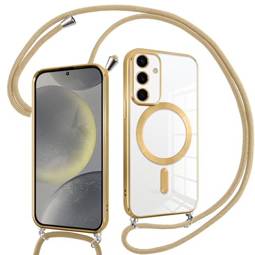 Pnakqil Magnetisch Hülle für Samsung Galaxy S24 5G mit Band, Kompatibel mit MagSafe, Handyhülle Durchsichtig Dünn Silikon mit Handykette Kordel, Aesthetic Durchsichtige Schutzhülle, Gold Pnakqil Magnetisch Hülle für Samsung Galaxy S24 5G mit Band, Kompatibel mit MagSafe, Handyhülle Durchsichtig Dünn Silikon mit Handykette Kordel, Aesthetic Durchsichtige Schutzhülle, Gold von Pnakqil