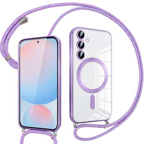 Pnakqil Magnetisch Hülle für Samsung Galaxy S24 FE 5G mit Band, Kompatibel mit MagSafe, Handyhülle Durchsichtig Dünn Silikon mit Handykette Kordel,Aesthetic Durchsichtige Stoßfest Schutzhülle, Violett Pnakqil Magnetisch Hülle für Samsung Galaxy S24 FE 5G mit Band, Kompatibel mit MagSafe, Handyhülle Durchsichtig Dünn Silikon mit Handykette Kordel,Aesthetic Durchsichtige Stoßfest Schutzhülle, Violett von Pnakqil