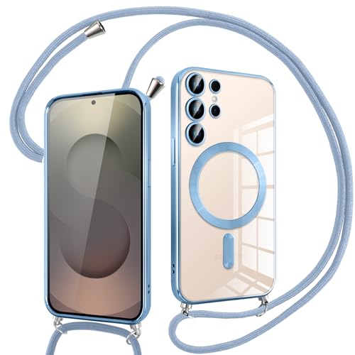 Pnakqil Magnetisch Hülle für Samsung Galaxy S25 Ultra mit Band, Kompatibel mit MagSafe, Handyhülle Durchsichtig Dünn Silikon mit Handykette Kordel, Aesthetic Durchsichtige Stoßfest Schutzhülle, Blau Pnakqil Magnetisch Hülle für Samsung Galaxy S25 Ultra mit Band, Kompatibel mit MagSafe, Handyhülle Durchsichtig Dünn Silikon mit Handykette Kordel, Aesthetic Durchsichtige Stoßfest Schutzhülle, Blau von Pnakqil