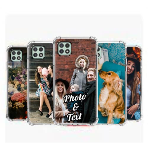 Pnakqil Personalisierte Handyhülle für Samsung Galaxy A22 5G 6,6" mit Foto Text oder Bild Selbst Gestalten, Soft Silikon Schutzhülle Stoßfestigkeit Custom Case Only für Samsung A22 5G, Transparent 2 von Pnakqil