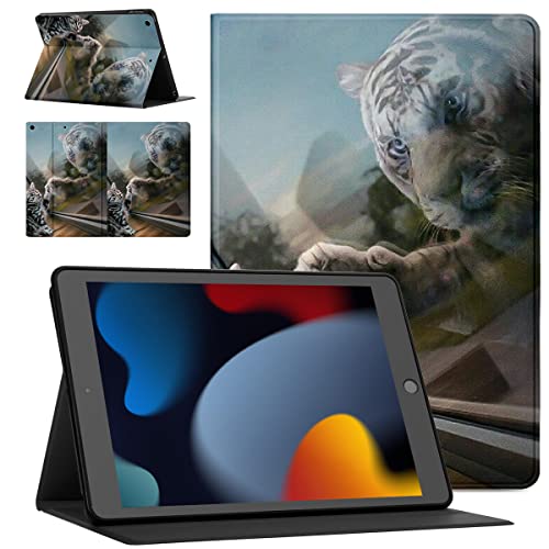 Pnakqil Tablet Hülle für Fire HD 10 2017/2019 10.1 Zoll ablette Ultra Dünn Flip Schutzhülle Rücken Schwarz Weiches TPU PU Leder mit Standfunktion Stoßfest Multi-Winkel Verstellbar -Katze-4 von Pnakqil