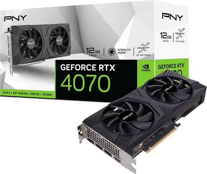 PNY GeForce RTX 4070 12GB VERTO Dual Fan Grafikkarte - 12GB GDDR6X, 1x HDMI, 3x DP von Pny