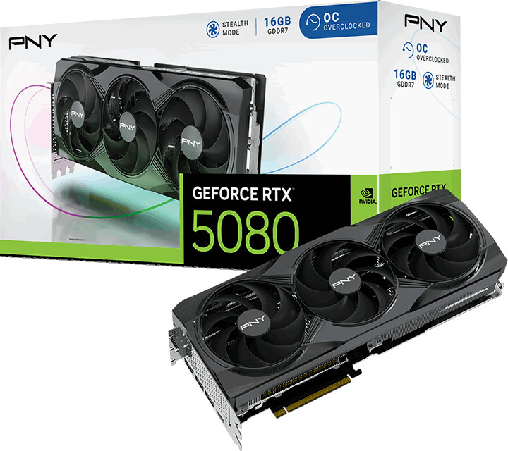 PNY GeForce RTX 5080 Overclocked Triple Fan B-Ware - 16GB GDDR7, HDMI, 3x DP PNY GeForce RTX 5080 Overclocked Triple Fan B-Ware - 16GB GDDR7, HDMI, 3x DP von Pny
