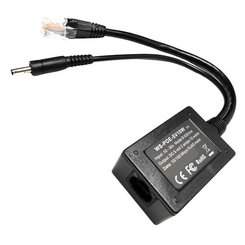 PoE Splitter Gigabit – Ethernet-Splitter 5 V 10 W 2 A für Raspberry Pi/Dropcam/PoE Switch mit CAT5e CAT6 CAT7 Netzwerkkabel, 100 m Datenerweiterung auf CCTV-Kamera, AF-USB-Kit (USB Typ C) von PoE World