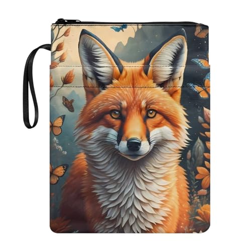 Poceacles Fox Floral Book Sleeve with Zipper Book Cover for Book Lovers Book Protector Washable Book Pouch Fits Most Standard Paperbacks Hardcovers von Poceacles