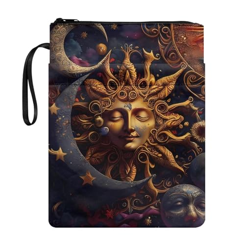 Poceacles Sun Moon Print Book Sleeve for Book Lovers Book Protector Book Covers for Paperbacks Polyester Durable Book Sleeves, Einheitsgröße, CZ25, Sonne Mond von Poceacles