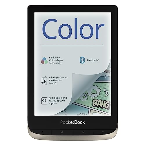 PocketBook e-Book Reader 'Color' (16 GB Speicher, 15,24 cm (6 Zoll) E-Ink Kaleido Farb-Display, Vordergrundbeleuchtung, Wi-Fi, Bluetooth) Moon Silver von PocketBook