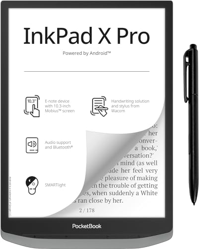 PocketBook e-Book Reader 'InkPad X Pro', 32 GB Speicher, 26,2 cm (10,3 Zoll) E-Ink Mobius Display - Mist Grey von PocketBook