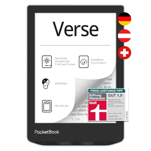 PocketBook e-Book Reader 'Verse' (deutsche Version) 8 GB Speicher (erweiterbar) 15,2 cm (6 Zoll) E-Ink Carta Display - Bright Blue von PocketBook