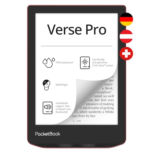 PocketBook e-Book Reader 'Verse Pro' (deutsche Version) 16 GB Speicher, IPX8, Bluetooth, 15,2 cm (6 Zoll) E-Ink Carta Display - Passion Red von PocketBook