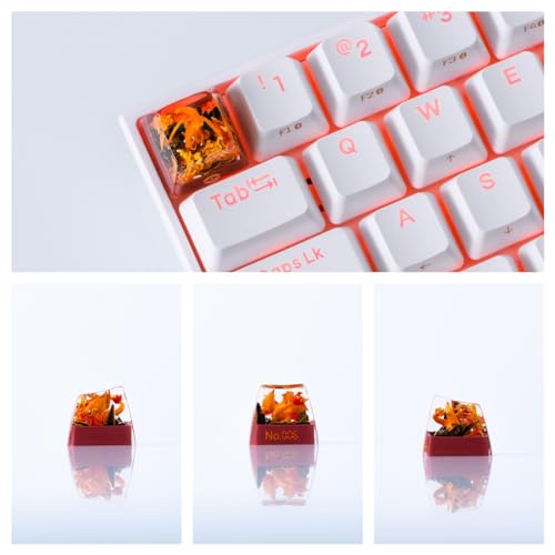 PocketKeysters Niedliche japanische Anime-Tastenkappen, Kunsthandwerker-Tastenkappen – R5/Esc transparente Harz-Tastenkappen für Cherry MX Standard-Gaming-Tastatur, coolste Geschenke für Sie und Ihn, von PocketKeysters