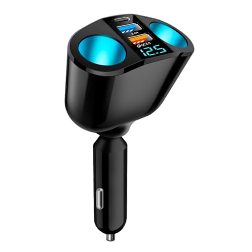 Pocoiau 5 in 1 Auto Aufladen Doppel USB Port USB C Schnellladung Power Splitter Adapter mit blauem LED-Licht für Telefone Tablets Pocoiau 5 in 1 Auto Aufladen Doppel USB Port USB C Schnellladung Power Splitter Adapter mit blauem LED-Licht für Telefone Tablets von Pocoiau
