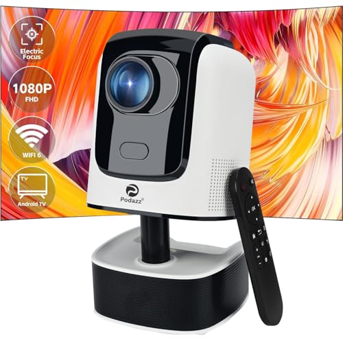 4K Support Beamer, Podazz Full HD 1080P Beamer 12000 Lumen Tragbarer WiFi 6 Bluetooth Projektor Eingebaute Android OS mit Elektrischer Fokus, für Android/iOS/Laptop/Tablet/Fire Stick/PS5 (weiß) 4K Support Beamer, Podazz Full HD 1080P Beamer 12000 Lumen Tragbarer WiFi 6 Bluetooth Projektor Eingebaute Android OS mit Elektrischer Fokus, für Android/iOS/Laptop/Tablet/Fire Stick/PS5 (weiß) von Podazz