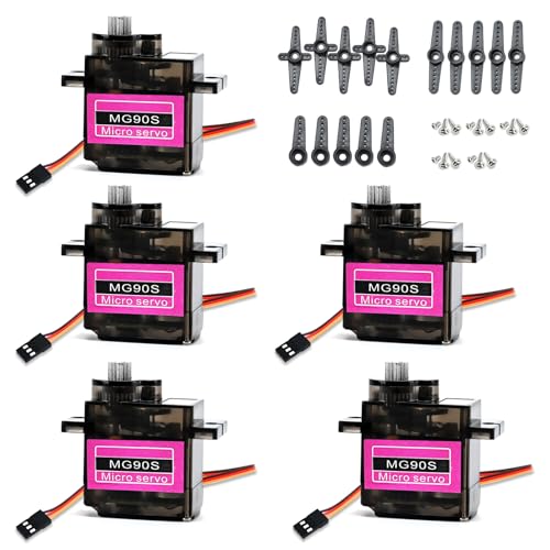 Podazz 9G Mikroservo, Metallgetriebe-Servomotor-Kit für RC-Autoroboter-Hubschrauber, 5 Stück Podazz 9G Mikroservo, Metallgetriebe-Servomotor-Kit für RC-Autoroboter-Hubschrauber, 5 Stück von Podazz